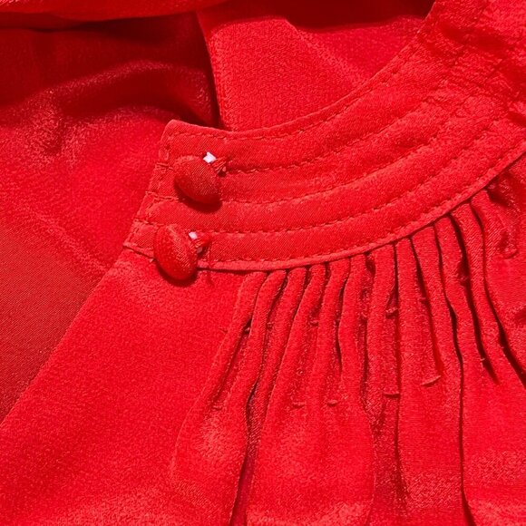 Madewell 100% Silk Popover Top Red V-Neck Memory Blouse XS Extra Small - Picture 6 of 8